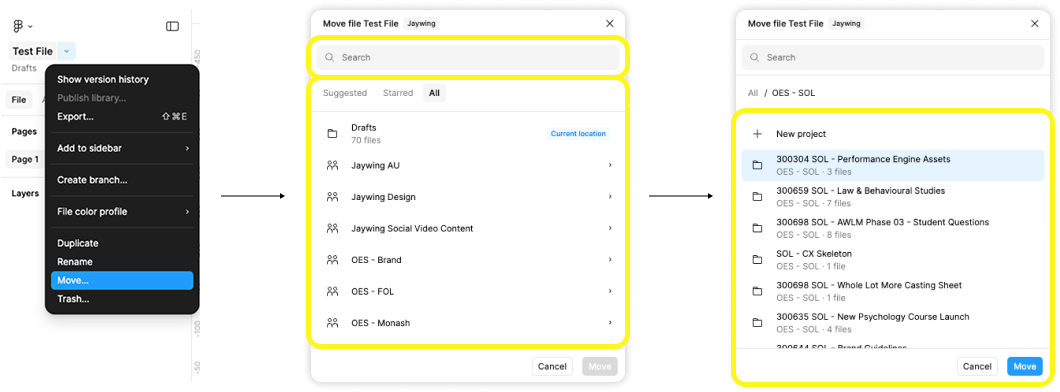 Moving a Figma file into a project folder